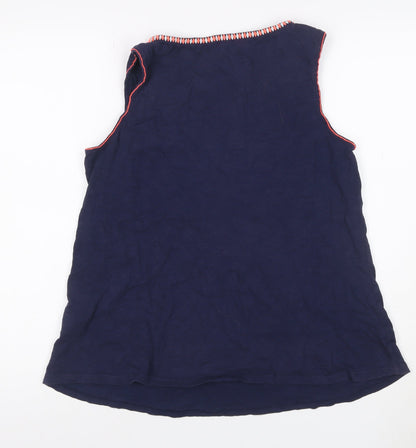 Bella Women’s Navy UK 12 Embroidered Bohemian Sleeveless Tank Top