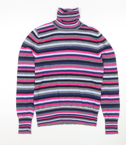 Next Women’s Multicoloured Stripe Roll Neck Knit Jumper UK 18