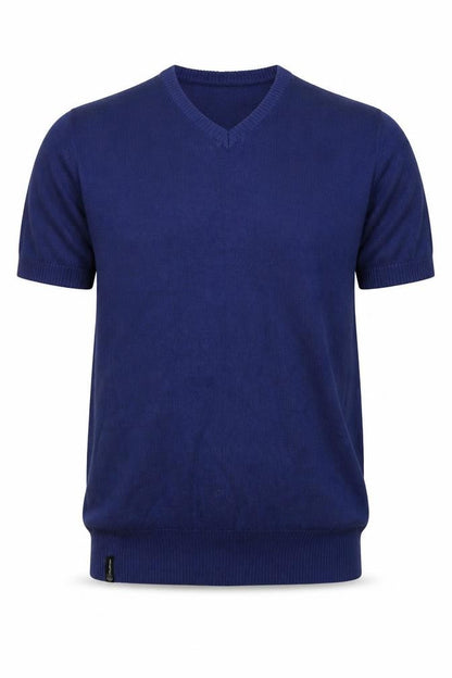 Diverse Men’s Blue Cotton V-Neck Pullover Jumper Size M