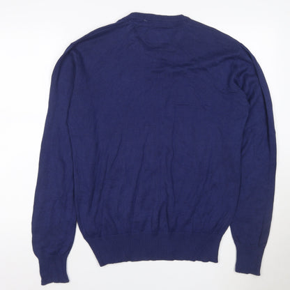 Diverse Men’s Blue Cotton V-Neck Pullover Jumper Size M