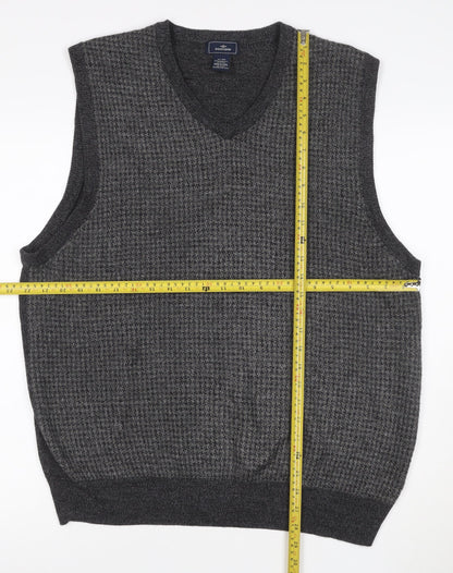 Dockers Men’s Grey XL V-Neck Acrylic Knit Sweater Vest Classic