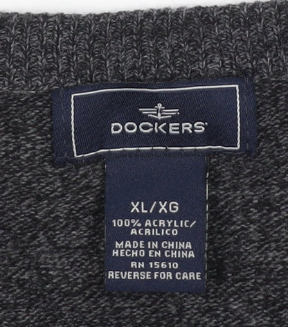 Dockers Men’s Grey XL V-Neck Acrylic Knit Sweater Vest Classic