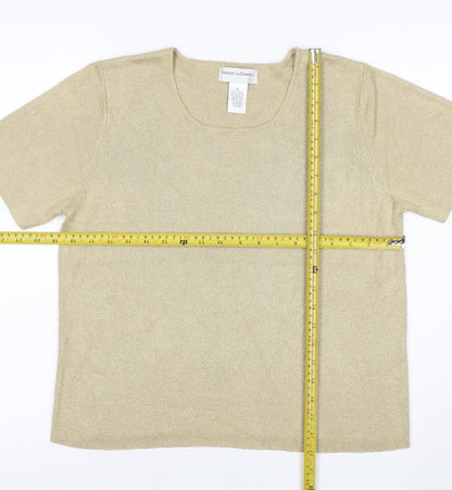 Draper's & Damon's Women Beige UK 14 Petite Metallic Knit Top