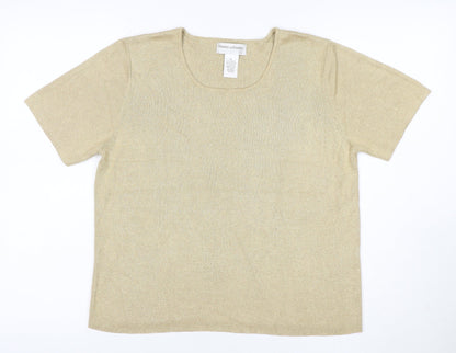 Draper's & Damon's Women Beige UK 14 Petite Metallic Knit Top