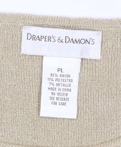 Draper's & Damon's Women Beige UK 14 Petite Metallic Knit Top