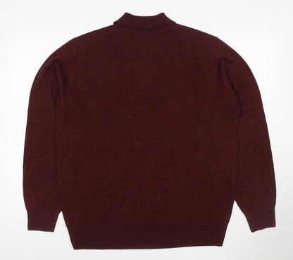 Dockers Men’s Brown L Argyle Collared Henley Knit Jumper