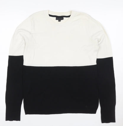 Topshop Tall Women’s Ivory Black Colour Block Knit Jumper UK 14