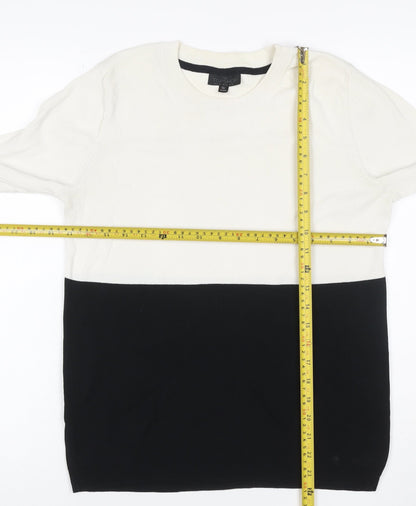 Topshop Tall Women’s Ivory Black Colour Block Knit Jumper UK 14