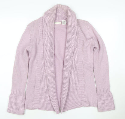 Edeis Women’s Pink UK 12 Open Shawl Collar Cable Knit Cardigan