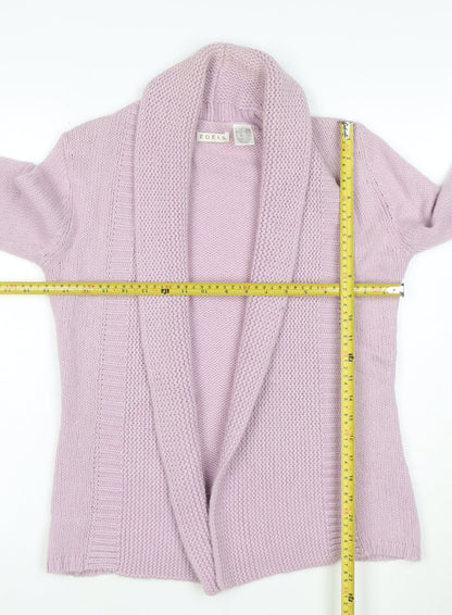 Edeis Women’s Pink UK 12 Open Shawl Collar Cable Knit Cardigan