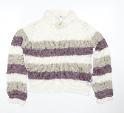 NA-KD Women’s Multicoloured Striped Chunky Knit Cowl Jumper XS