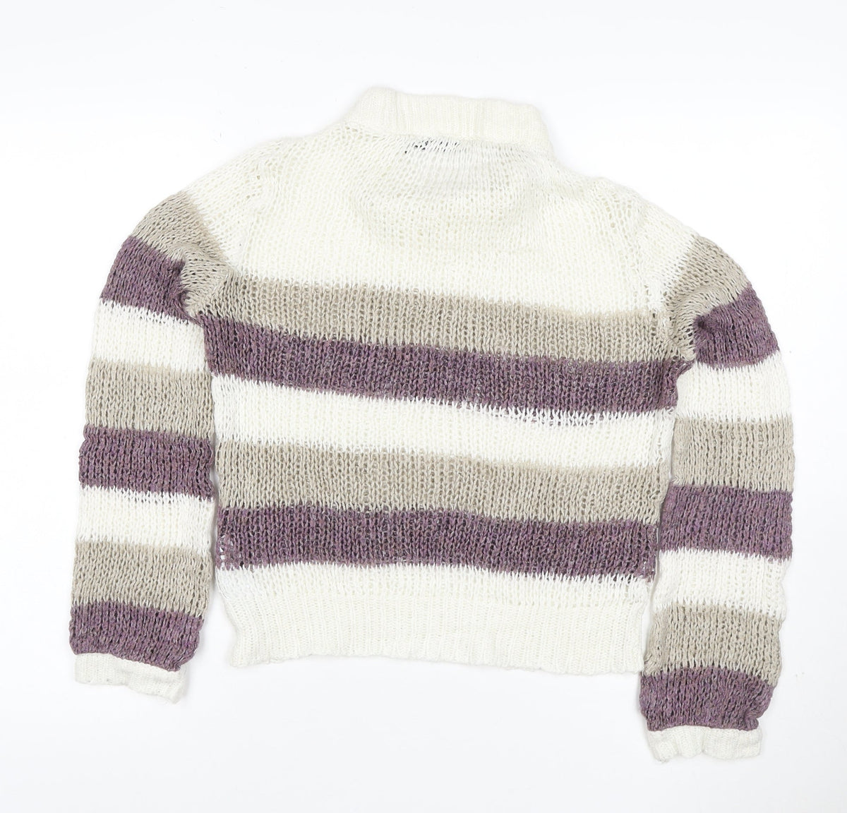 NA-KD Women’s Multicoloured Striped Chunky Knit Cowl Jumper XS