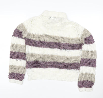 NA-KD Women’s Multicoloured Striped Chunky Knit Cowl Jumper XS