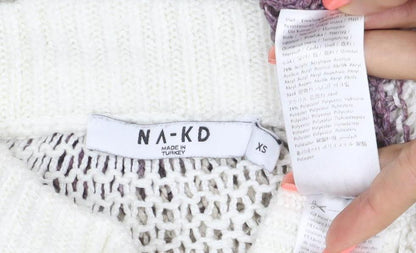 NA-KD Women’s Multicoloured Striped Chunky Knit Cowl Jumper XS