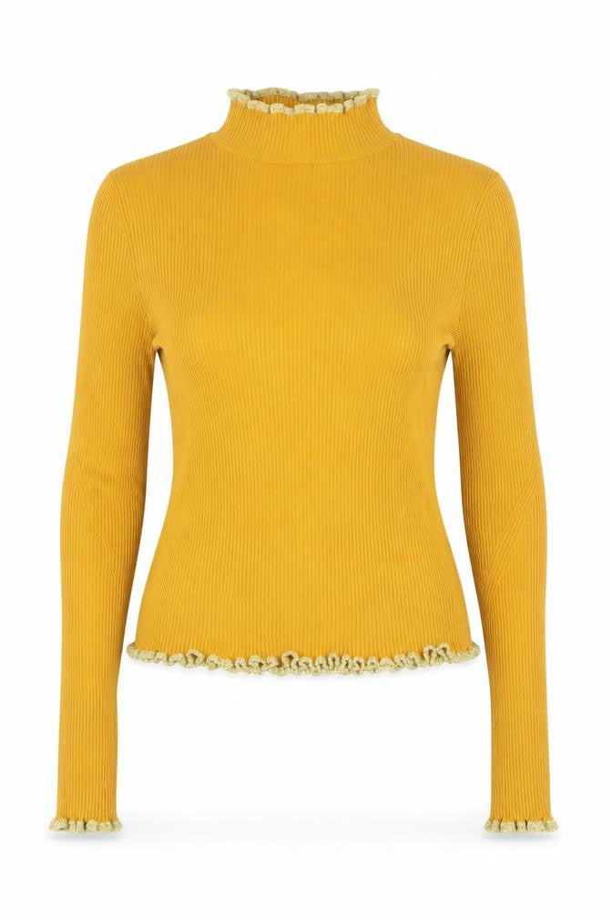 Marks & Spencer Women Orange UK 10 Cropped Rib Knit High Neck Top