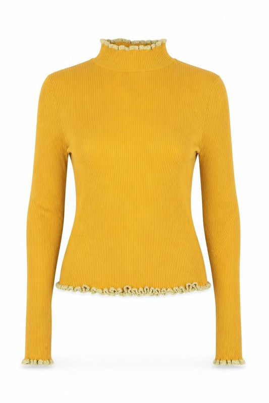 Marks & Spencer Women Orange UK 10 Cropped Rib Knit High Neck Top