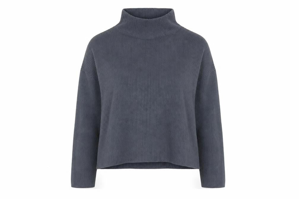 Zara Women Grey Roll Neck Knit Jumper Size S Long Sleeve