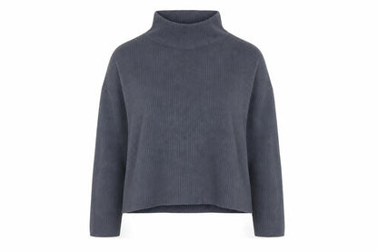 Zara Women Grey Roll Neck Knit Jumper Size S Long Sleeve