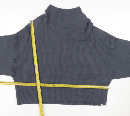 Zara Women Grey Roll Neck Knit Jumper Size S Long Sleeve