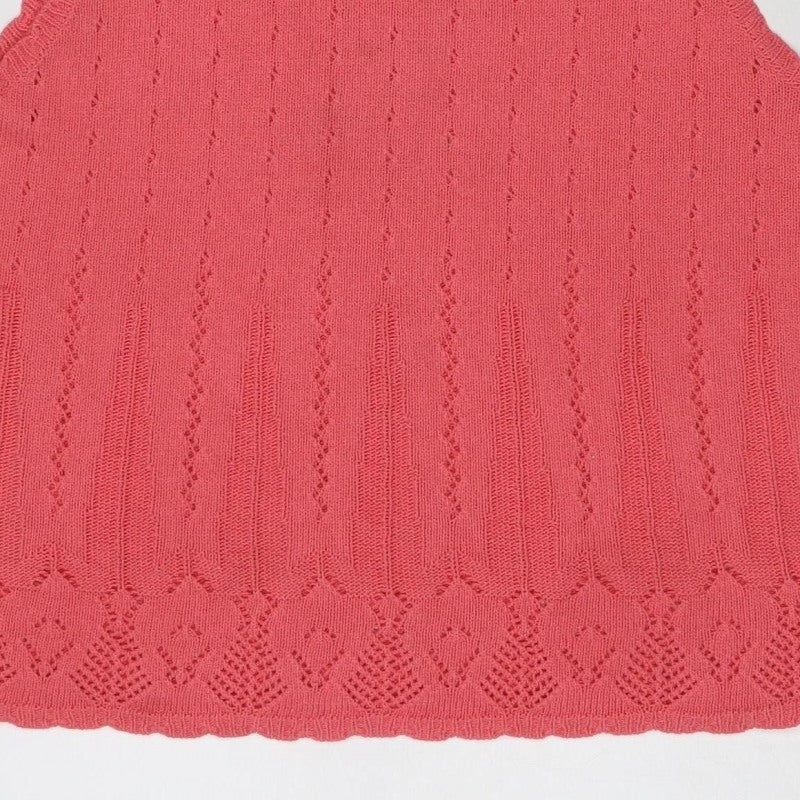 Tradition Women Pink L Pointelle Knit Short Sleeve Basic Top