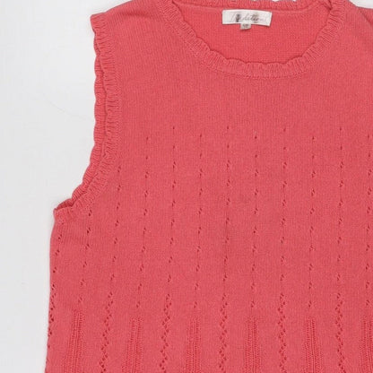 Tradition Women Pink L Pointelle Knit Short Sleeve Basic Top