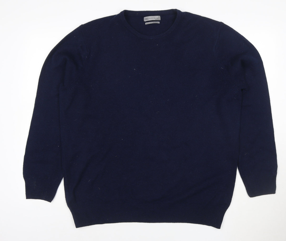 Marks and Spencer Men’s Blue XL Lambswool Crew Neck Pullover Jumper