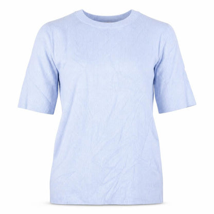 Marks and Spencer Women Blue M Ribbed Stretch Jersey T-Shirt