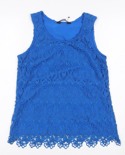 Dorothy Perkins Women Blue UK 10 Floral Lace Lined Camisole Tank Top