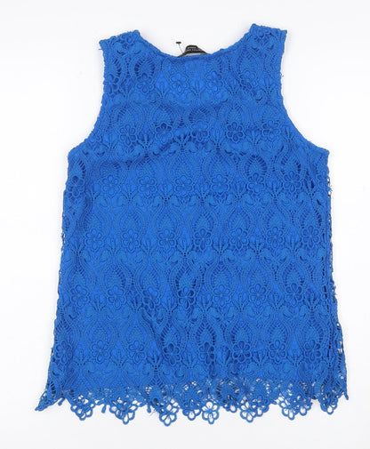 Dorothy Perkins Women Blue UK 10 Floral Lace Lined Camisole Tank Top