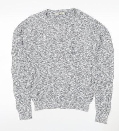 Zara Man Grey S Cable Knit Cotton Crew Neck Pullover Jumper