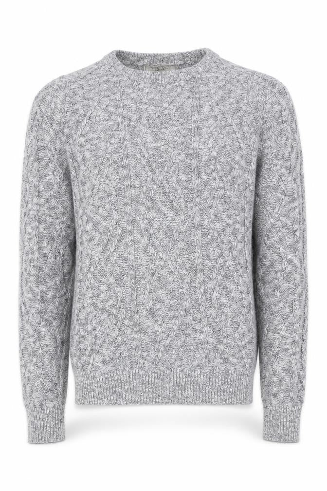 Zara Man Grey S Cable Knit Cotton Crew Neck Pullover Jumper