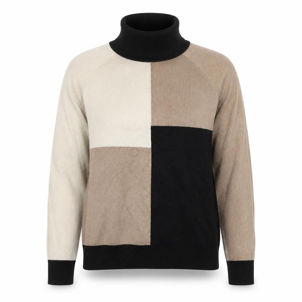 Et Vous Women’s Multicoloured Colour Block Roll Neck Jumper UK 14