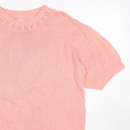 Separate Scene Women’s Pink L Short Sleeve Knit Pullover Jumper