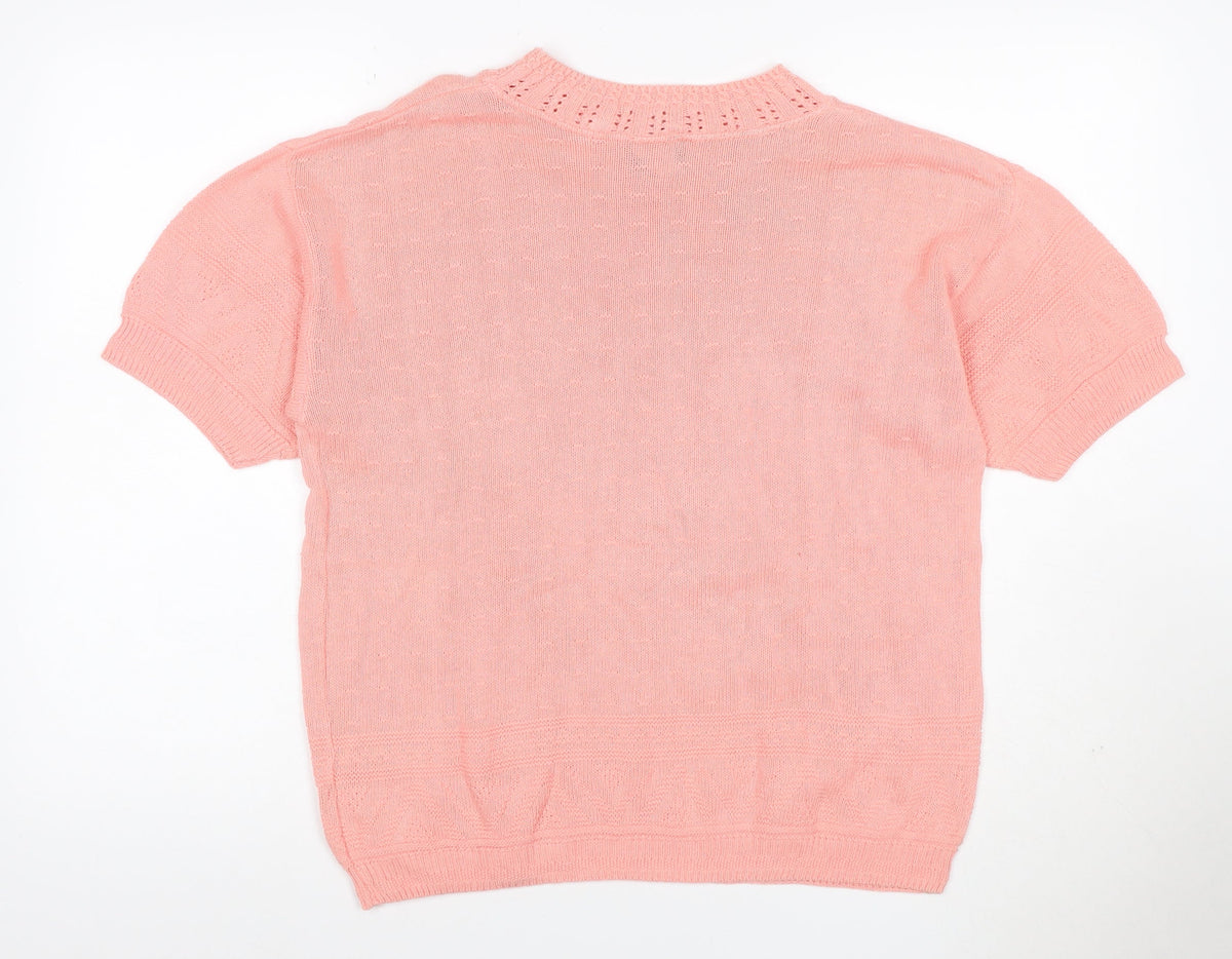 Separate Scene Women’s Pink L Short Sleeve Knit Pullover Jumper