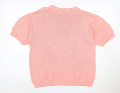 Separate Scene Women’s Pink L Short Sleeve Knit Pullover Jumper