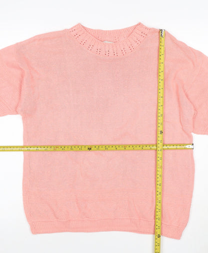 Separate Scene Women’s Pink L Short Sleeve Knit Pullover Jumper