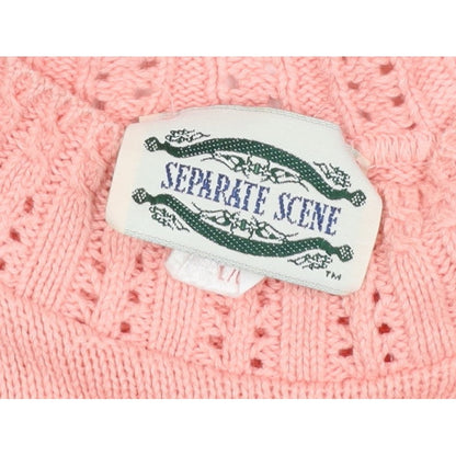 Separate Scene Women’s Pink L Short Sleeve Knit Pullover Jumper