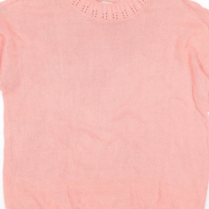 Separate Scene Women’s Pink L Short Sleeve Knit Pullover Jumper