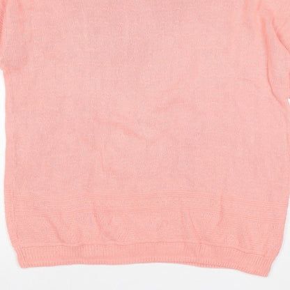 Separate Scene Women’s Pink L Short Sleeve Knit Pullover Jumper