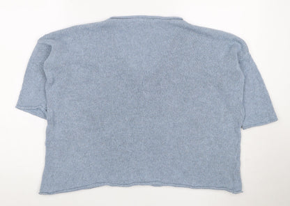 PIA Women’s Blue XS Cable Knit V-Neck Short Sleeve Pullover Jumper