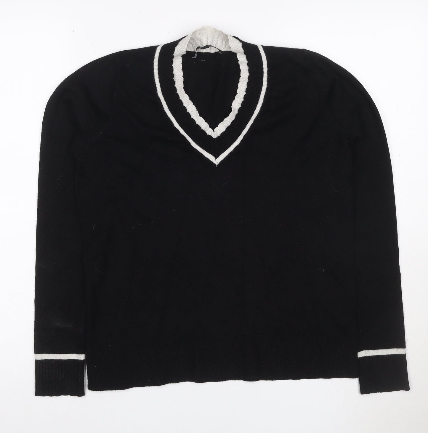 Next Women’s Black & White V-Neck Knit Jumper UK 8 Long Sleeve