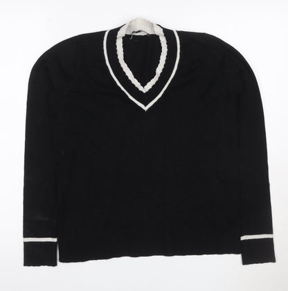 Next Women’s Black & White V-Neck Knit Jumper UK 8 Long Sleeve