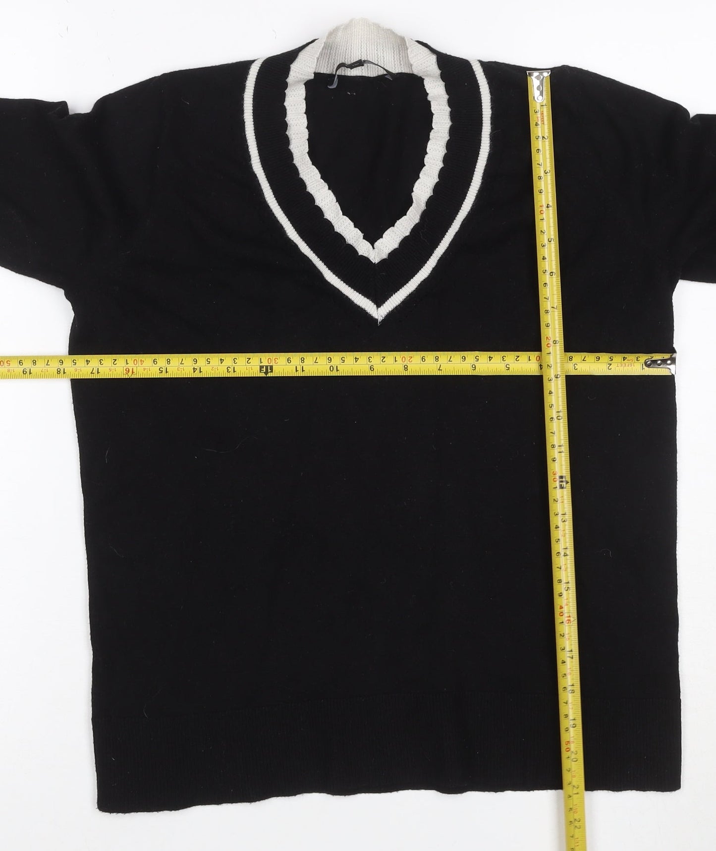 Next Women’s Black & White V-Neck Knit Jumper UK 8 Long Sleeve
