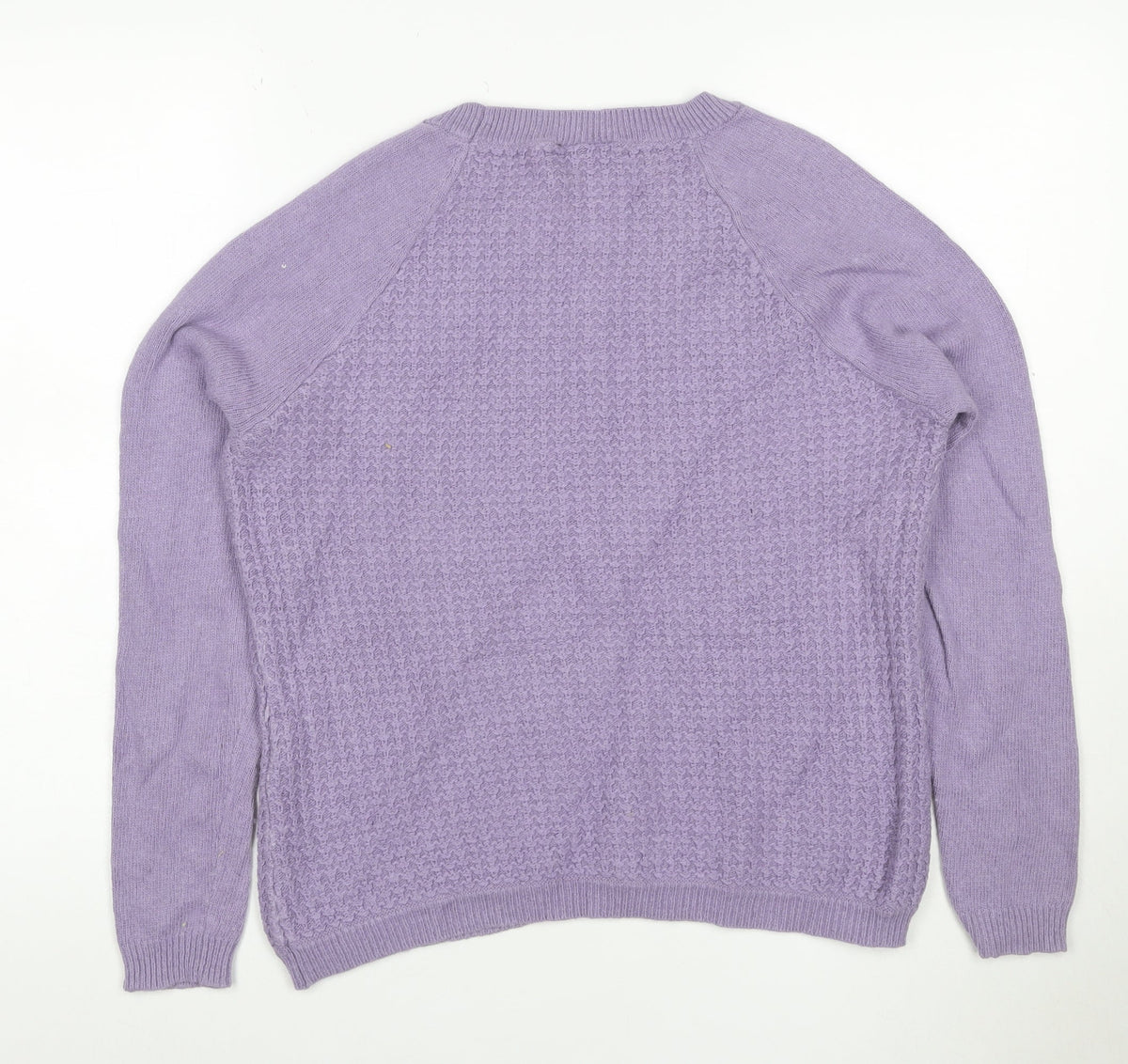 Warehouse Women’s Purple UK 14 Textured Knit Crew Neck Jumper