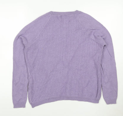 Warehouse Women’s Purple UK 14 Textured Knit Crew Neck Jumper
