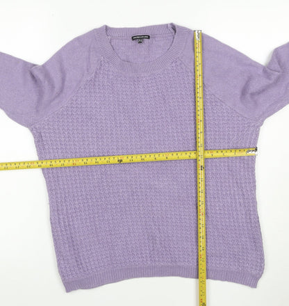 Warehouse Women’s Purple UK 14 Textured Knit Crew Neck Jumper