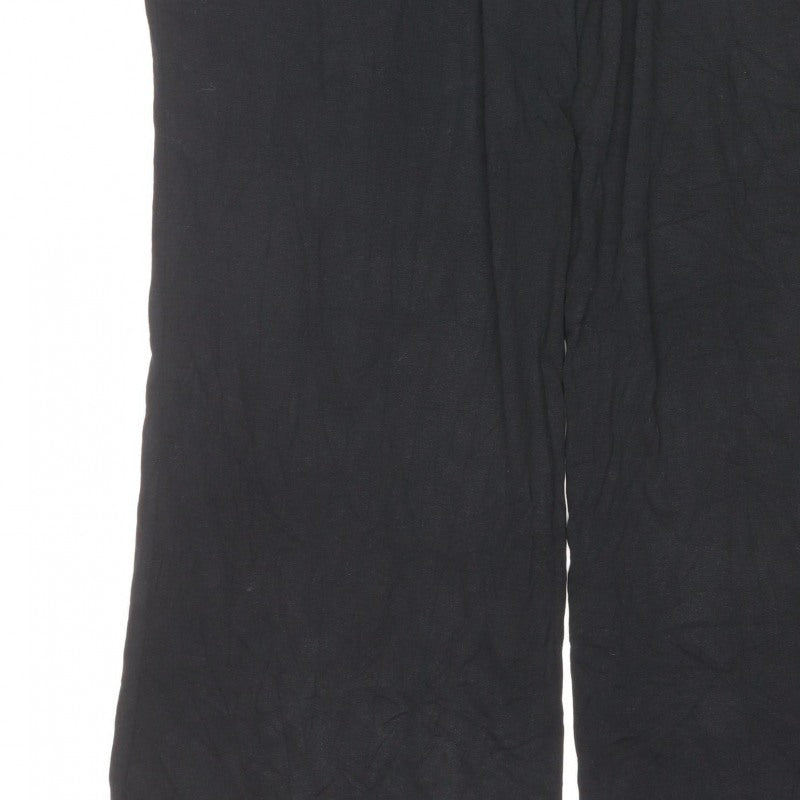Anya Hadsen Women’s Black Size 22 Wide-Leg Elastic Waist Trousers