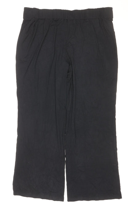 Anya Hadsen Women’s Black Size 22 Wide-Leg Elastic Waist Trousers