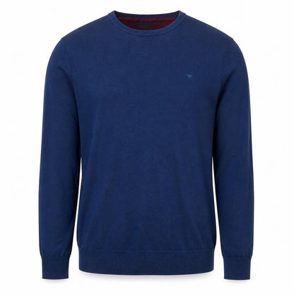 Tom Tailor Men's Blue L Cotton Crew Neck Logo Pullover Jumper