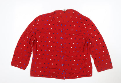 Country Casuals Women’s Red Geometric Button Cardigan XL Long Sleeve